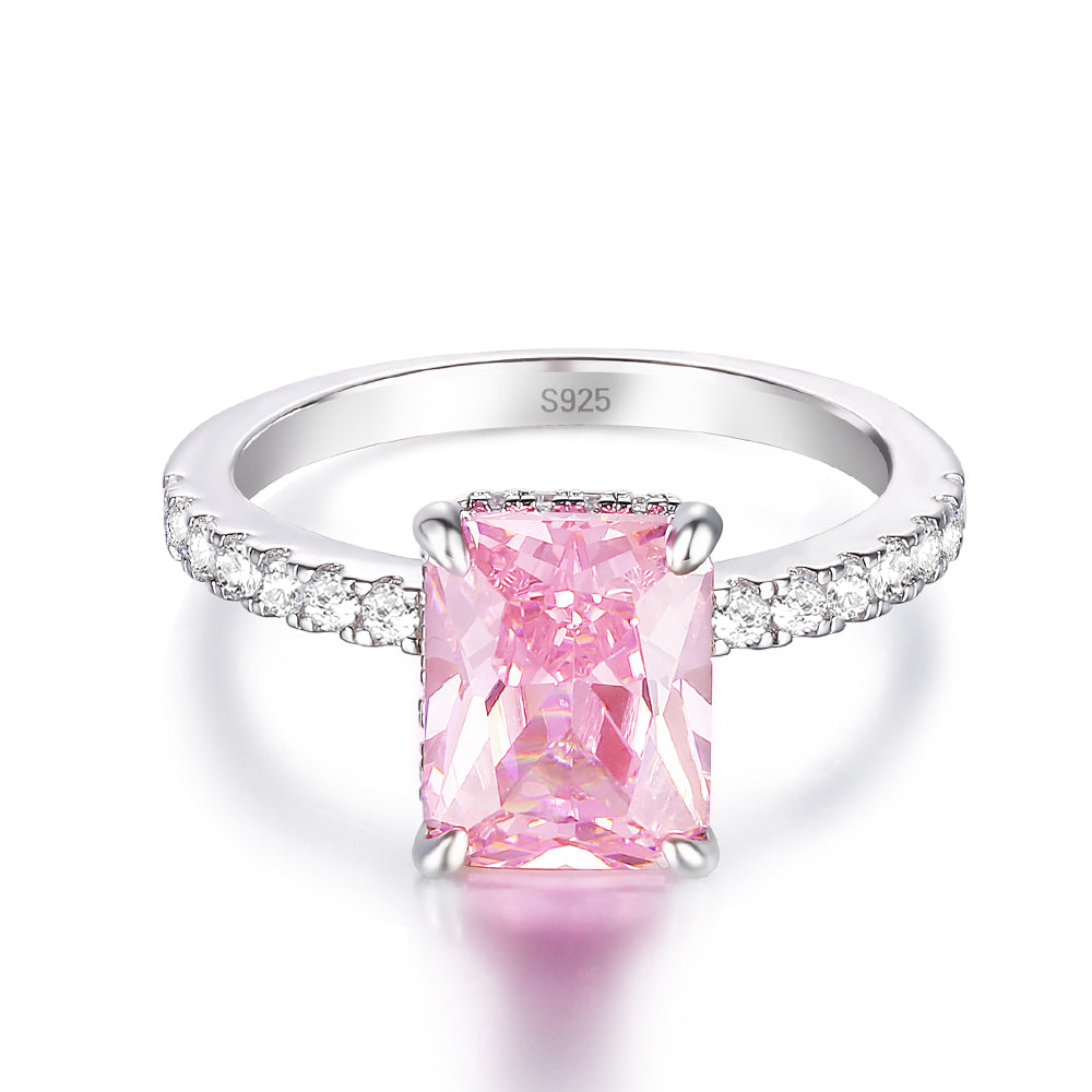 Pink 2.5ct Radiant Cut Pavè Ring